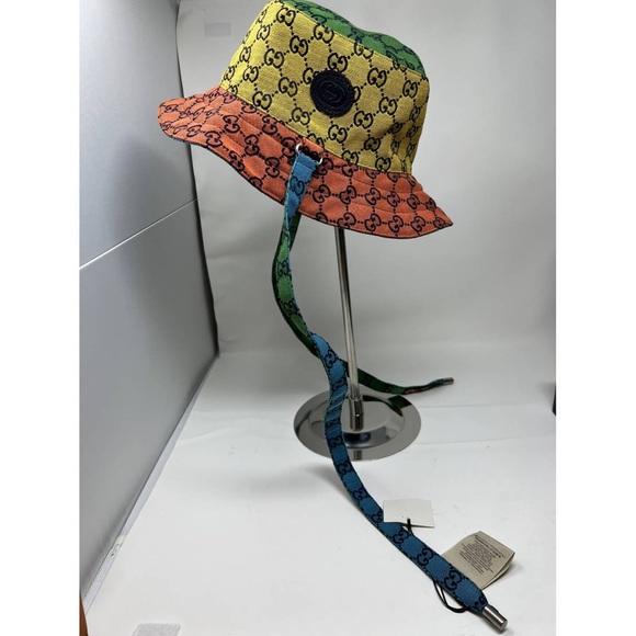 New Gucci GG hat Reversible canvas bucket straps hat with Interlocking G - Picture 3 of 11